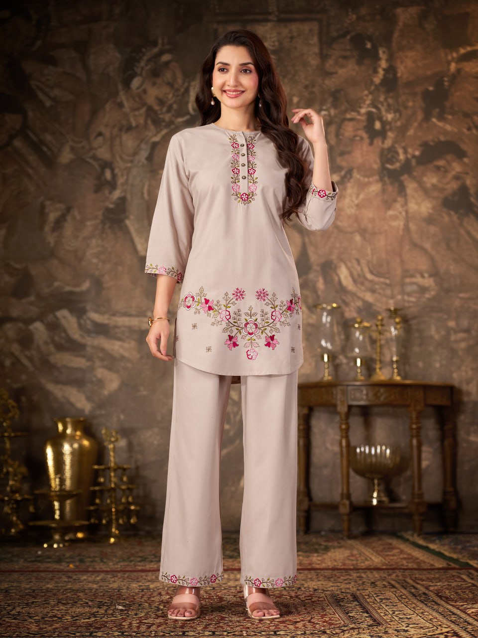 Heavy Rayon Embroidered Co-Ord Set with Straight-Cut Pant – Festive Wear